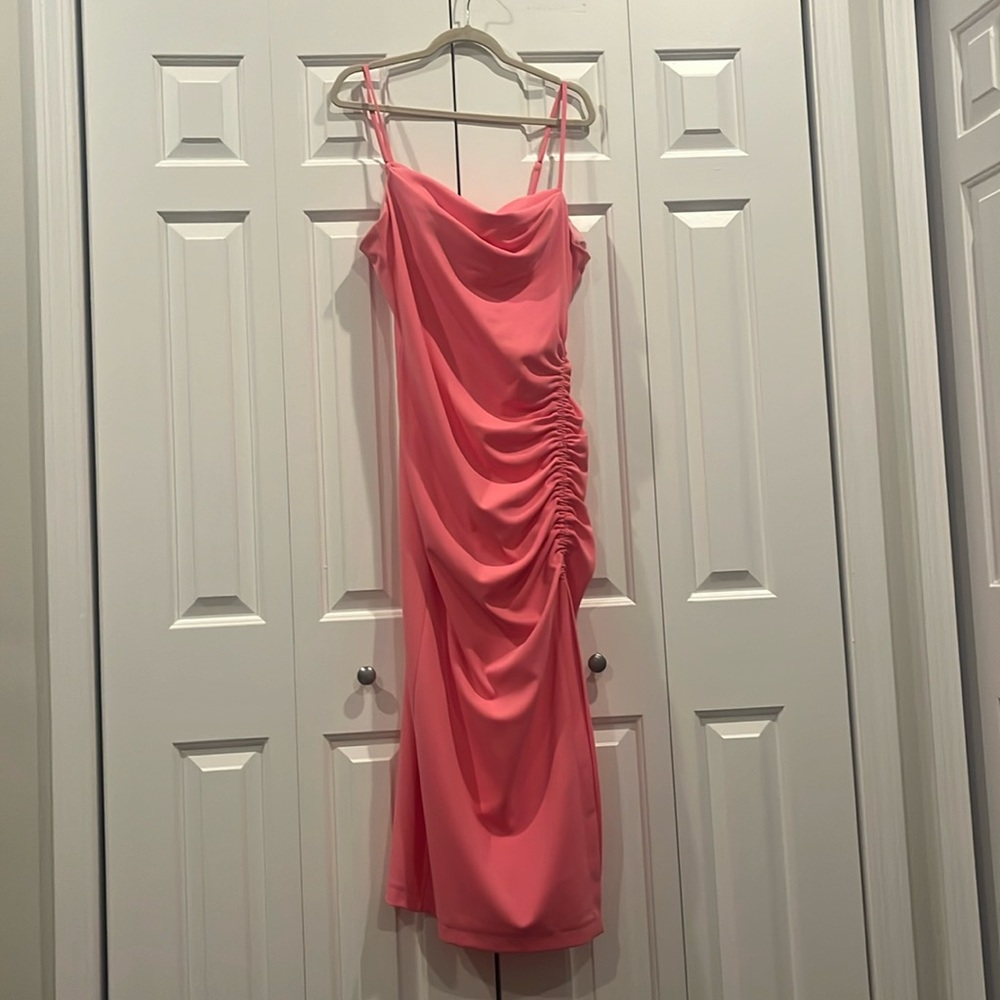 ONLY WORN ONCE! Donna Morgan for Maggy Shirred Draped Dress in size 16 - Picture 1 of 6